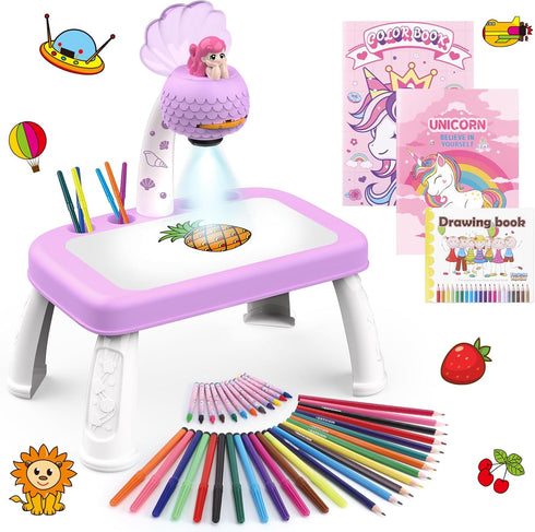 Hoarosall Drawing Projector for Kids, Drawing Board Pad, Color Pens, Pencils, Crayons,
