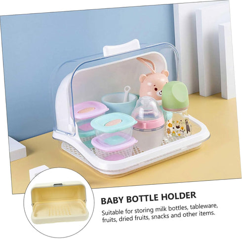 Cup Drying Rack for Baby Bottles Space-Saving Organizer Cover Kitchen Storage Tray Dustproof Bottle Holder for Baby