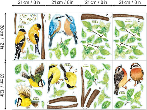 Robin Birds Wall Stickers, Tree Branch Wall Decals for Kids Bedroom and Living Room Nursery Art Decor