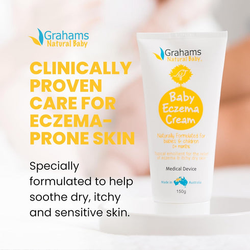 Newborn-12 (75g) Grahams Natural Baby Eczema Cream Moisturizer for Years | Rash, Redness, Dry Skin & Itch Relief |