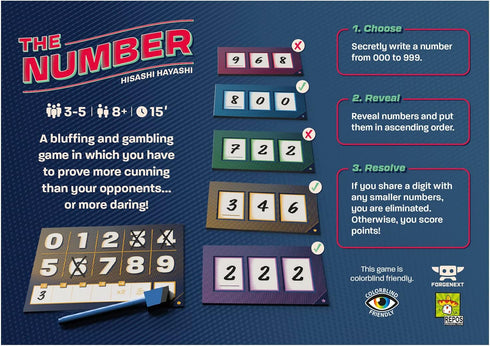 The Number Party Game Fun Risk Taking Strategy Board Game for Family Game Night Great Family Game for Kids and Adults Ages 8+ 3-5 Players Avg. Playtime 15 Min Made by Repos Production