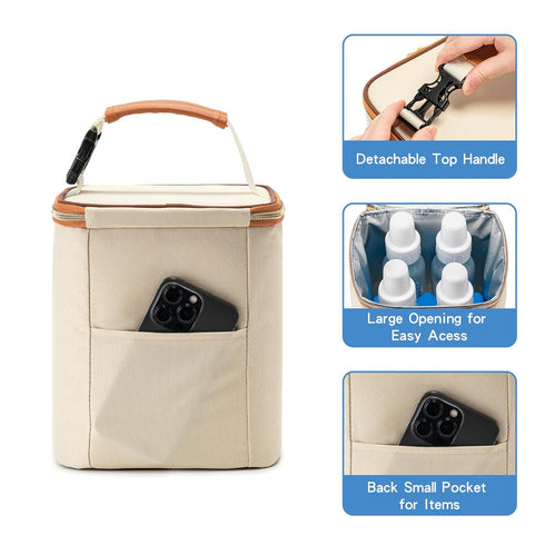 Pack 4 9 Breastmilk Cooler Bag with Ice Fits Baby Bottles Up to Ounce, Baby Bottle Bag Great for Nursing Mom Daycare