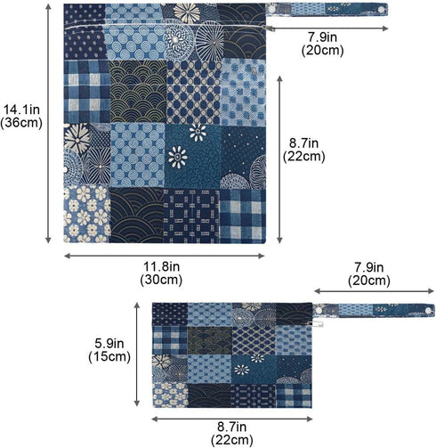 Haskirky 2 Tribal Kantha Navy Patchwork Pcs Cloth Diaper Wet Dry Bags,Waterproof and Washable Bag for Travel Reusable