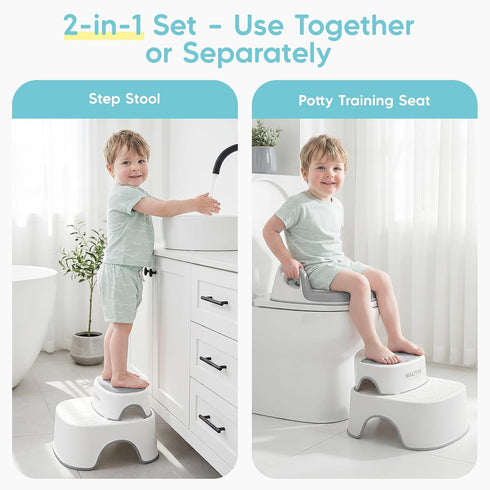 Set(One Maliton Baby Potty Training Seat with Step Stool, Potty Training Toilet for Boys Girls, Anti-Slip Toddler Stool