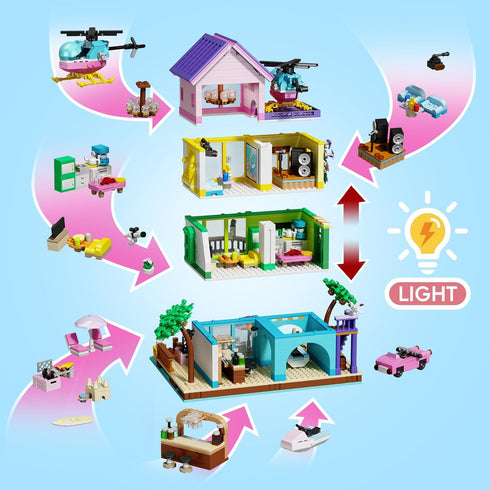 ONIMISC Set 8-12, 1346PCS 8-14 Beach House Building with Light, NO Compatible with Lego Friend House for Girls Age Mini