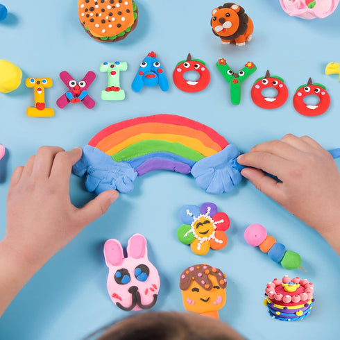 92 3-12 Ixiaoyoo Air Dry Clay for Kids, Colors Magic Modeling Clay, Children's DIY Model Arts & Crafts Kit, Soft