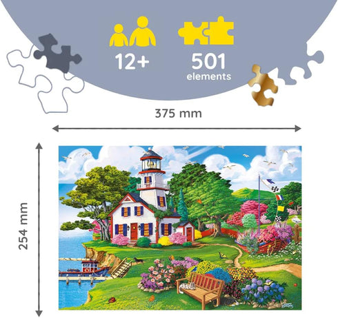 Trefl Summer Haven 501 Piece Jigsaw Puzzle Wood Craft 15"x20" Irregular Shapes, 50 Travel Puzzles, Modern Premium Puzzle, DIY, for Adults and Children from 12 Years Old