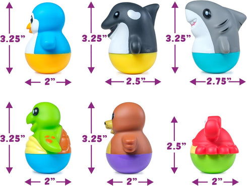 6 Pack Tub Works Tub Bobbers Bob, Wobble & Float Upright Toddler Bath Toys, | Unique Wobbling Action | Sealed, No Hole