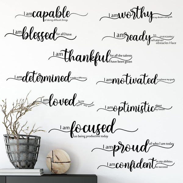 Epakh 2 Sheets Black Motivational Wall Stickers Decor, Inspirational Quote Vinyl Decal Art for Living Room, Bedroom,
