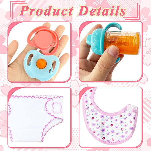 15 Set,Doll Set Package,Pretend Pcs Baby Doll Accessories Magic Bottle Feeding with Play Feeding Toys