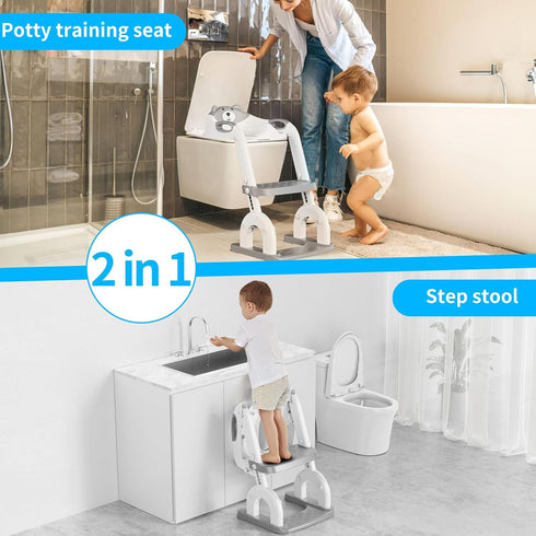 KYYOKE 2 1 Potty Training Toilet, Adjustable Toddler Toilet Seat and Step for Kids, in Toilet Steps for Toddlers,Non