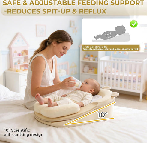 Baby Feeding Pillow, Anti Overflow Feeding Pillow for Reducing Spit-Up, Safety Nursing Pillow, Baby Lounger Reflux