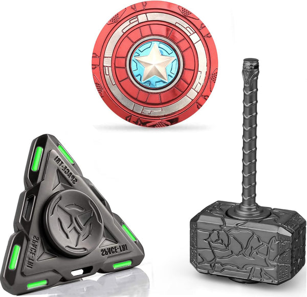 Hammer Fidget Spinner Toys for Kids Adults, Glow in The Dark Luminous Tri Spinner, Stress Relief Gift