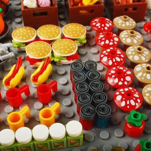 180pcs Food Building Blocks Kitchen Accessories Set, DIY Building Set Compatible with All Major Brands (#B)