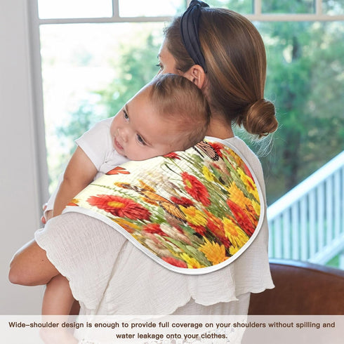Bulletgxll Set 4, Birds and Flowers Unisex Baby Burp Cloths of Soft Absorbent Organic Cotton Muslin Burping Cloths