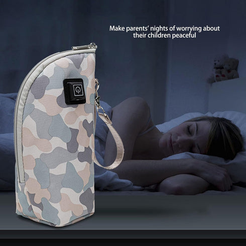 SIXRUN Constant Temperature, USB Baby Bottle Warmer, Portable Travel Milk Heat Keeper Warming Bag for Baby Bottles