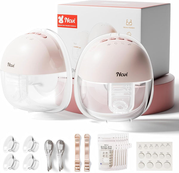 NCVI Wearable Breast Pump, Hands Free Electric Breast Pump with 4 Modes