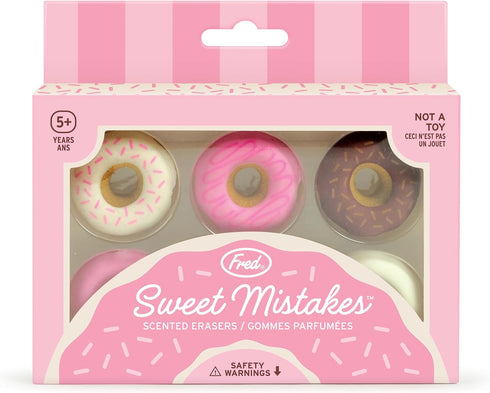 Genuine Fred Sweet Mistakes Donut Erasers - Set of 6 Vanilla Scented Fun for School or Home