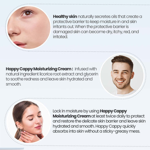 6 Oz (Pack 3) Happy Cappy Moisturizing Cream - Baby Eczema Cream, Eczema Lotion for Kids, Pediatrician-Formulated