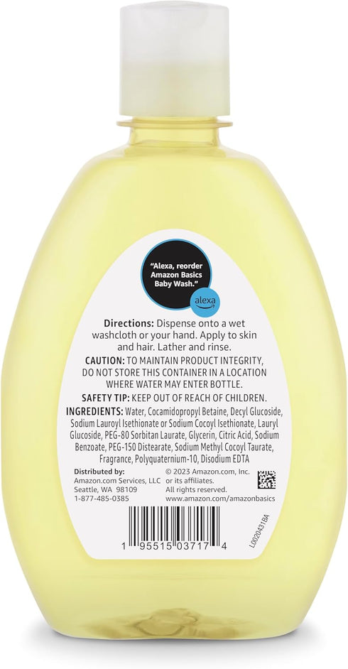 Amazon Basics Tear-Free Baby Hair and Body Wash - Lightly Scented, 13.60 Fl Oz (Pack of 4)