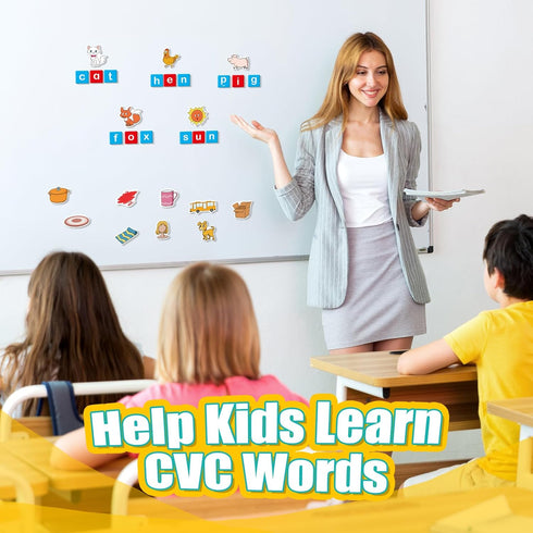 CVC Word Games, Magnetic Letters for Kids, Fridge Magnets for Toddler Alphabet Learning, Educational Toys for 3 Year Old