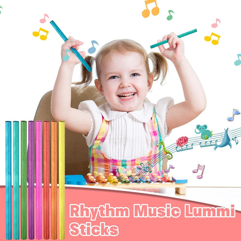 Yookeer 24 Pieces Wooden Rhythm Sticks for Kids, 12 Inch Lummi Sticks in 8 Colors, Musical Instruments for Preschool