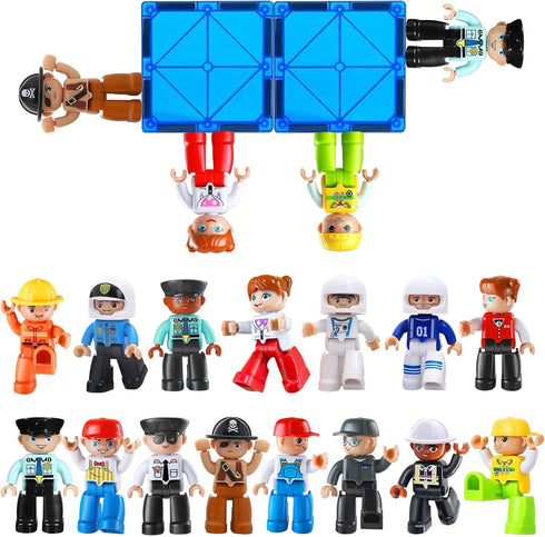Large Magnetic People Figures for Kids-15pcs,3Community Helpers Toys People Set Perfect for