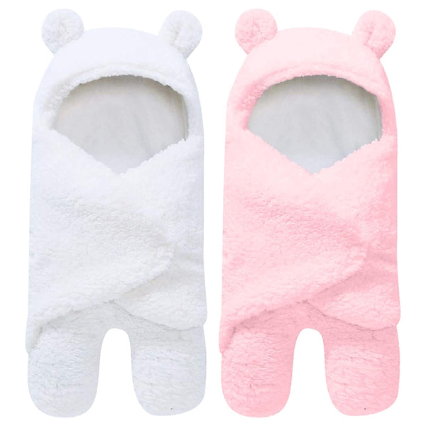 Ease Cubs 2 Pack Ultra Warm Sherpa Plush Baby Sleeping Swaddle Wrap - Newborn