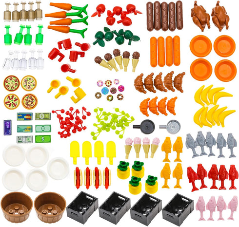 188pcs Set, City Food Bricks Picnic Toys Friends Kitchen Fram Restaurant DIY Pieces Parts Ice-Cream-Cupcakes