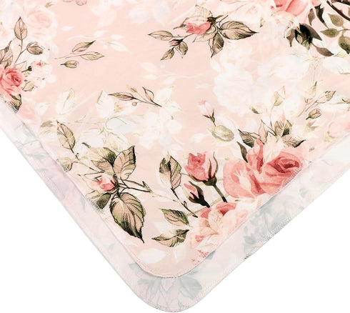 Galabloomer Newborn Receiving Blanket Headband Set, Flower Print Baby Swaddle Receiving Blankets