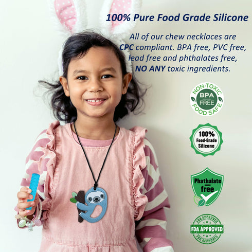 6 Pack Chew Necklaces for Sensory Kids Boys Girls, Chewy Necklace Sensory Toys for Kids with Autism, Silicone Oral