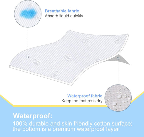 Pack Pack 39inch 27inch Waterproof and Play Mattress Protector, Quilted and Play Mattress Pad Cover Ultra Soft
