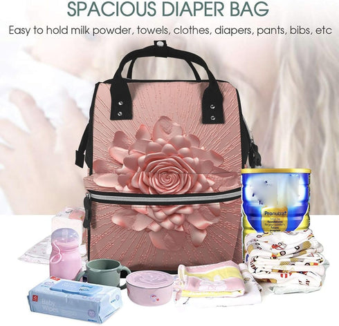 HCBPWVQA Backpack Daypacks Backpack Mommy Rose Gold Diaper Bag with Changing Pad and Pacifier Holder, Multifunction