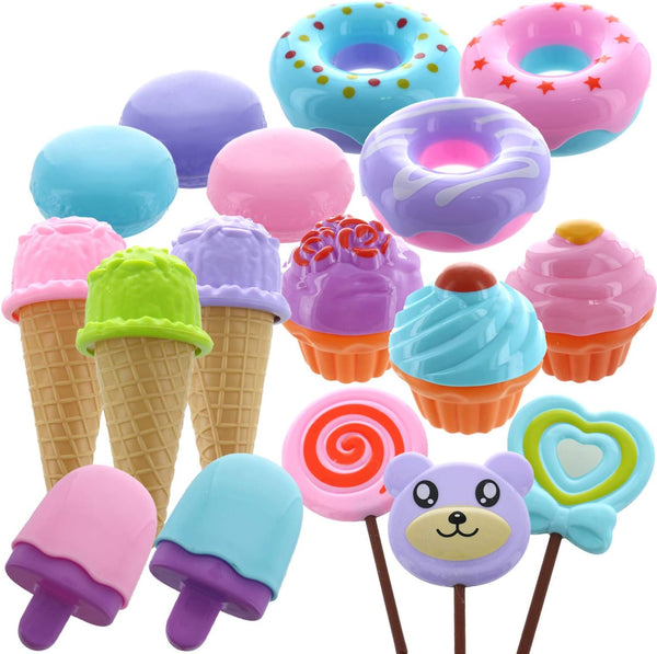 GIFTEXPRESS 17 PCS Pretend Play Food Dessert Set, Sweet Treats Assortment, Donuts,