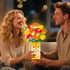 Set 3.6MM CUBIMANA Flower Bouquet Building with Vase & LED Light, Yellow, Orange and Red Roses Mini Building Blocks