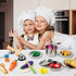 Set Juboury Pretend Play Kitchen - Toy Kitchen Accessories with Stainless Steel Cookware Pots and Pans, Plates, Cooking