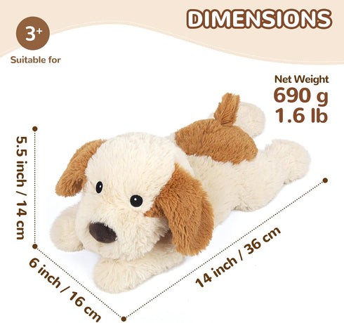 Puppy Stuffed Animals, Microwavable Stuffed Animal Adorable Fluffy Dog Plush for Warmth, Heatable & Coolable Lavender