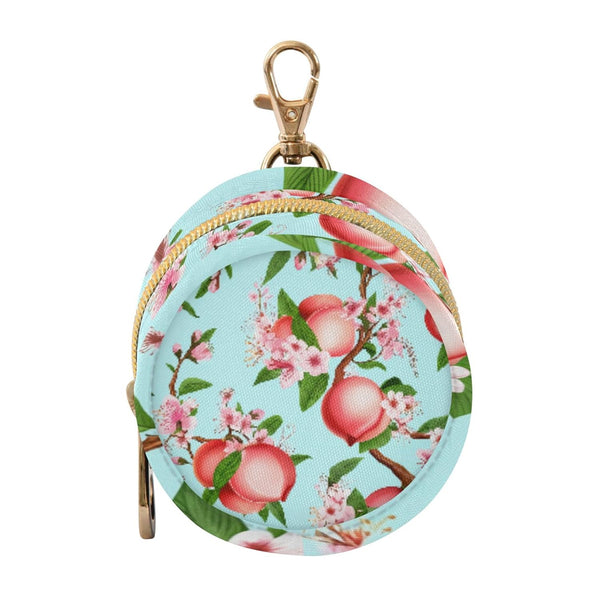 PYBUG Peach Round Pacifier Storage Case, Polyester & TPU Lined with Hook Buckle,