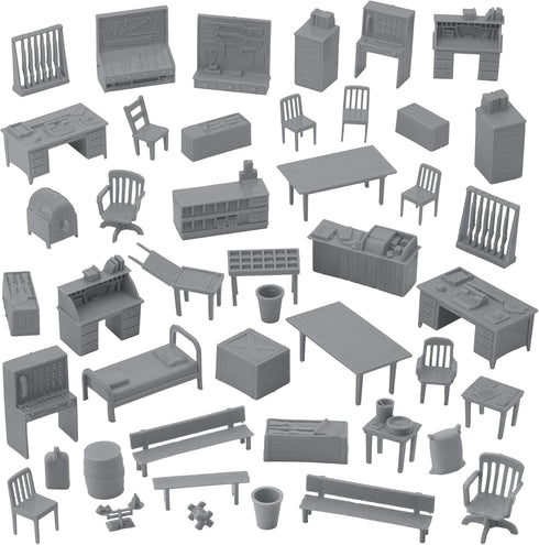 BMC Classic Marx Military Base Camp - 44pc Plastic Army Men Playset Accessories