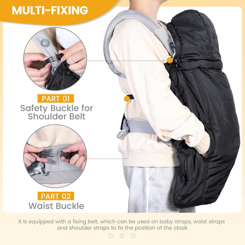 Orzbow Winter Baby Carrier Cover — Waterproof & Windproof with Detachable Hood, Universal for Carriers & Strollers