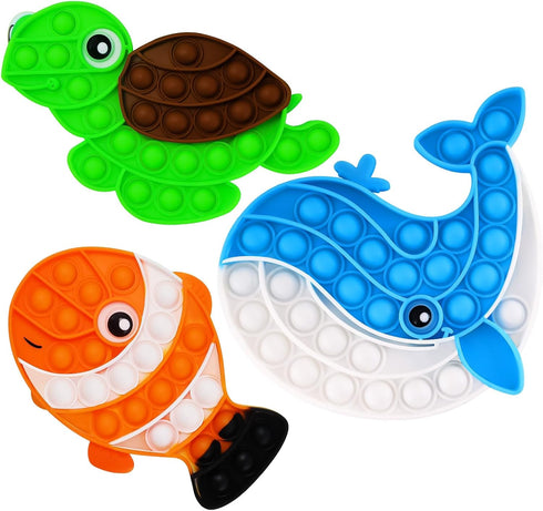 DEARIDAP 3 PCS Ocean Animal Fidget Toys for Kids, Marine Push Bubble Fidget