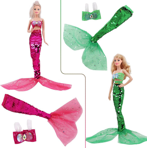 UNICORN ELEMENT 5 Pcs Mermaid Tail Clothes for 11.5 Inch Girl Doll, Summer Dress Swimsuit, NO DOLL Included