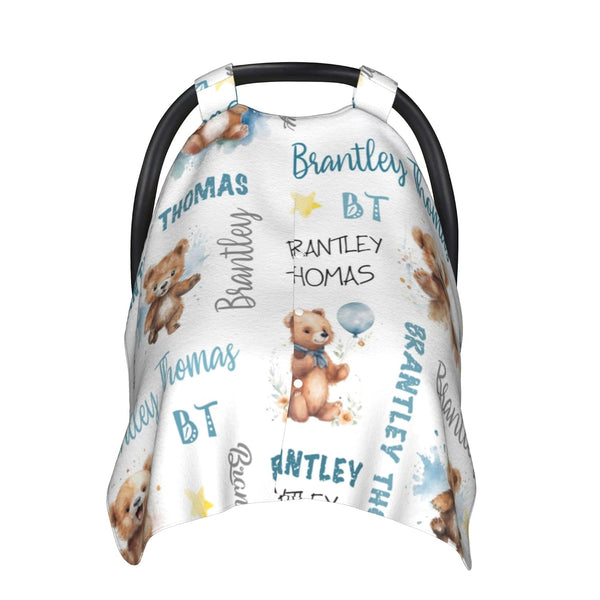 Novusopt Personalized Baby Car Seat Cover Winter Custom Minky Carseat Cover Boy Girls