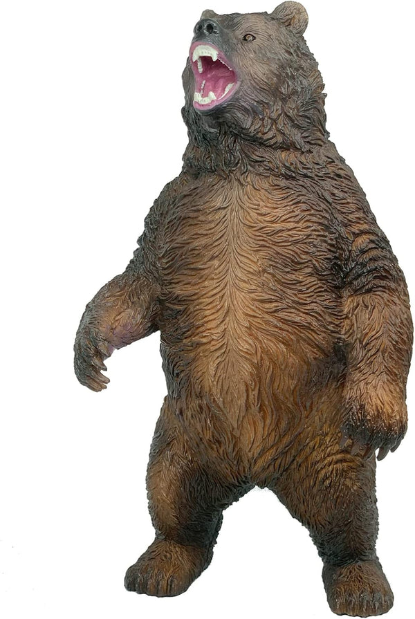 Gemini&Genius Large Brown Bear Toy for Kids, Lifelike Grizzly Safari Animal Figurine, Wildlife Action Figure