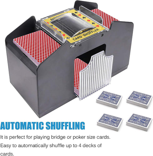 S SUNSBELL Automatic Card Shuffler for Five Crowns Card Game, Battery Operated Poker Shuffling Machine, Poker Card Shuffler, Card Shuffler 4 Deck Automatic for Poker, Blackjack