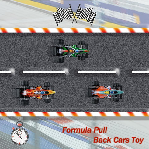 12Pcs F1 Formula Pull Back Cars Toy with Number Stickers, Crash Resistant Inertia Race Cars for Kids