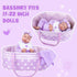 7 17-22 Inch Aori Pcs Reborn Baby Dolls Clothes with Bassinet for Baby Doll, Purple Carrier Bed and Baby Doll Clothes