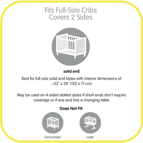 BreathableBaby Breathable Mesh Liner for Full-Size Cribs, Classic 3mm Mesh, White (Size 2FS Covers 2 Sides)