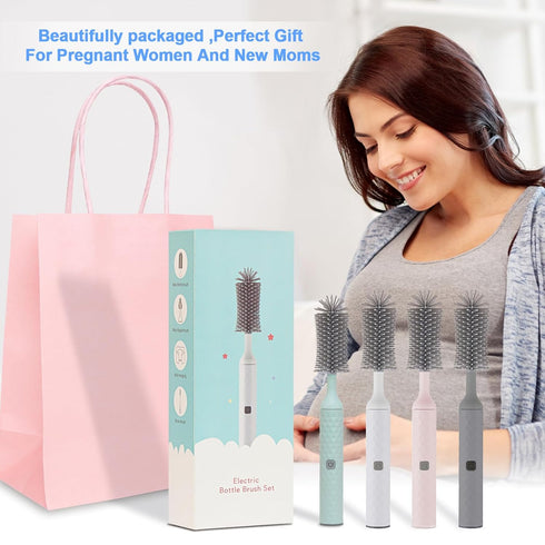 4 Set Electric Bottle Brush, Piece Bottle Brush with Baby Bottle Brush Cleaner, Nipple Brush, Pacifier Cleaner, Straw