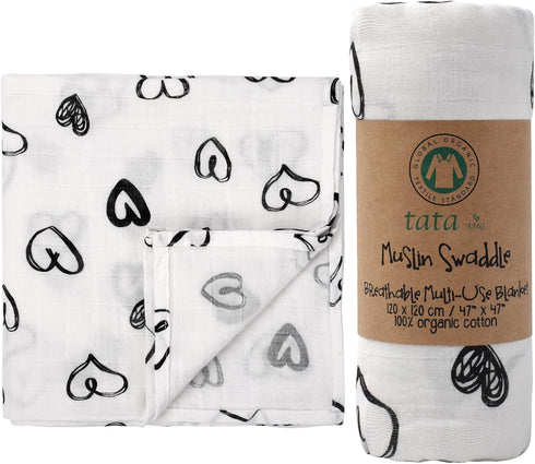 TATA AMG 100% Organic Muslin Cotton Baby Swaddle Blanket Soft & Breathable
